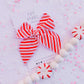 Oversized Red White Stripe Bow