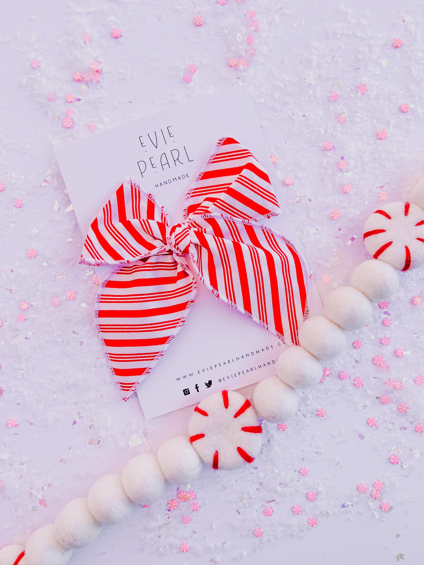 Oversized Red White Stripe Bow